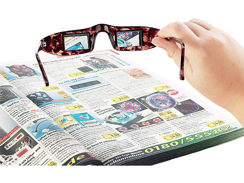 CHANGAR Leichte Prisma-Brille Bett Faule Brille Leichte Spiegelbrille  Horizontal liegende Lesebrille 90° Vision Prisma-Brille zum Liegen Lesen  und Fernsehen/Handy im Bett ansehen : : Drogerie & Körperpflege